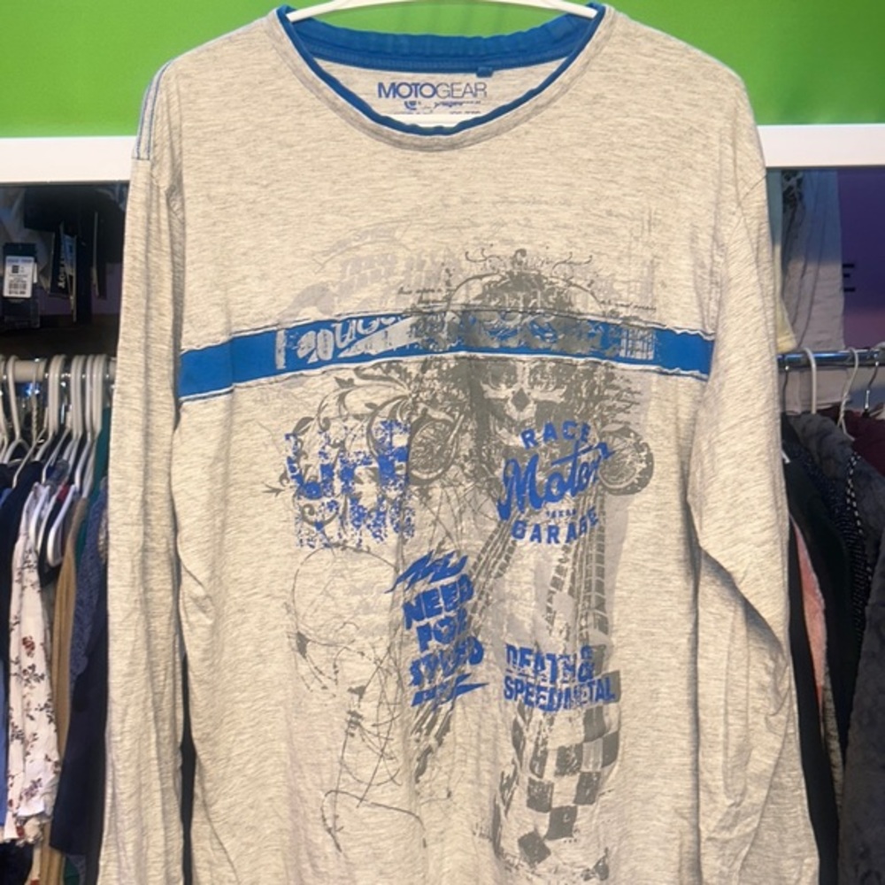 Men’s XXL MotoGear long sleeve tshirt blue and gray